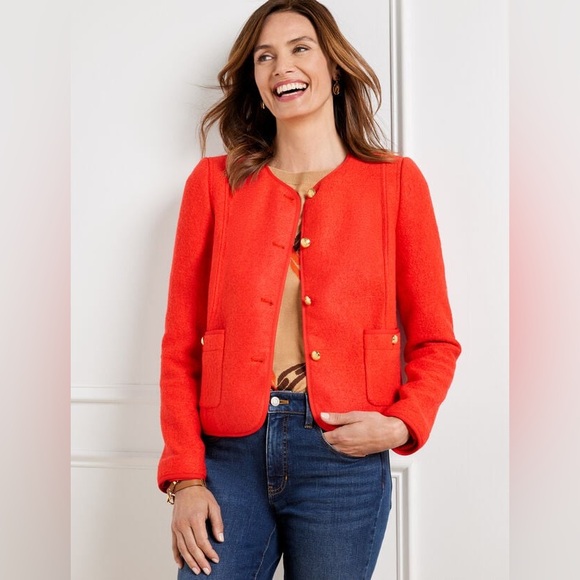 Talbots BERKSHIRE WOOL BLEND CROP JACKET DARK CLEMENTINE Orange sz 2